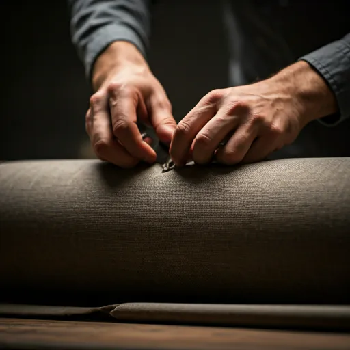 Artesão trabalhando em estofado premium